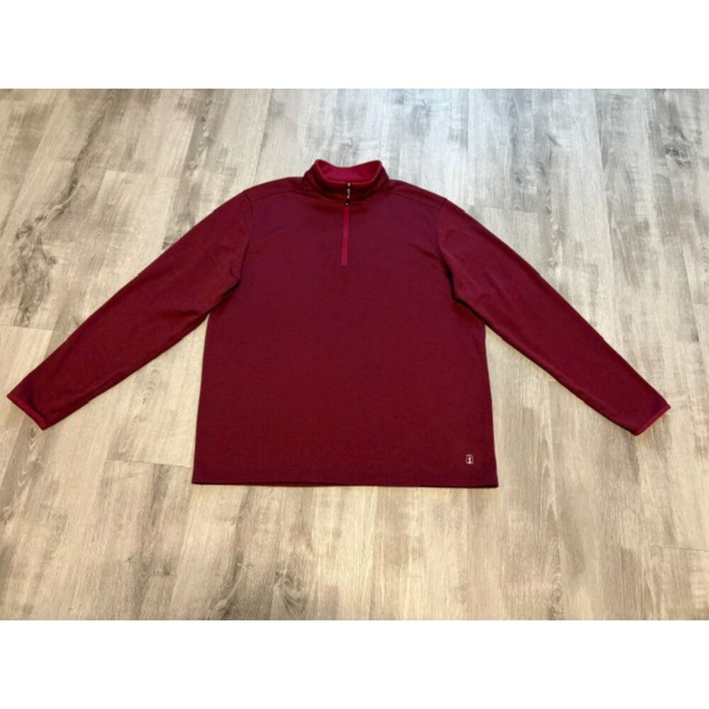 PGA Tour Burgundy Red Quarter Zip Pullover Sweater Men's XL